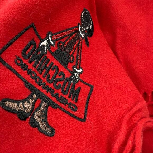 Rare 90's MOSCHINO CHEAPANDCHIC  Italian pure red merino wool Olive Oyl scarf - Picture 8 of 8